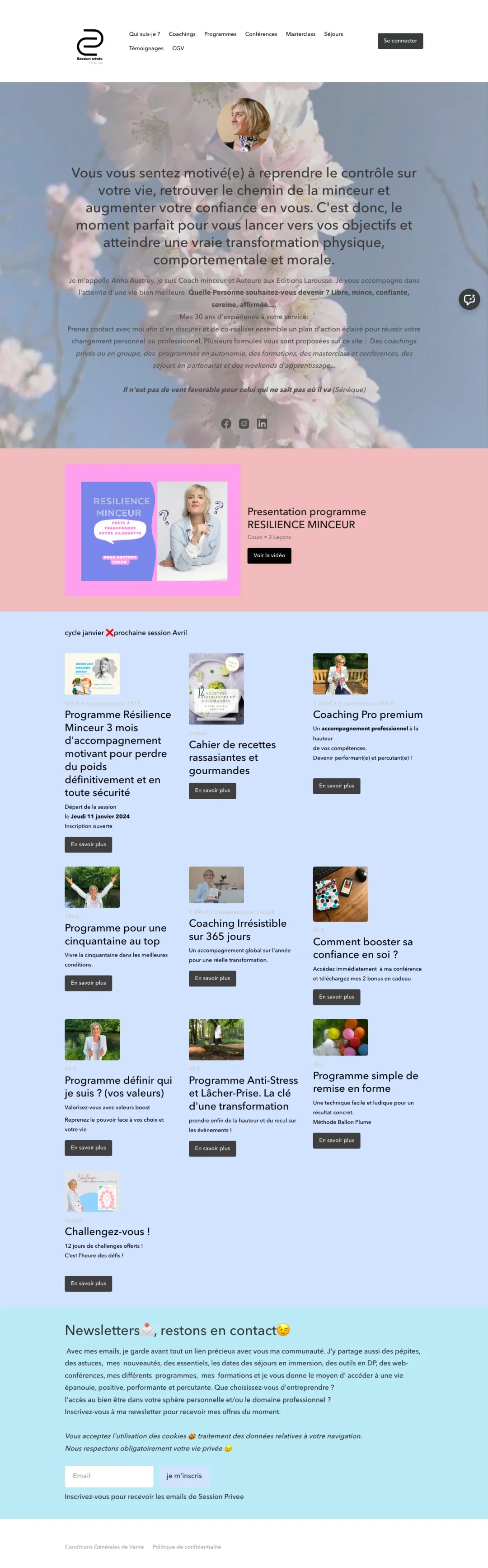 Ancienne page d'accueil d'Anna Austruy avant la refonte